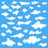 conjunto de nubes blancas sobre azul vector