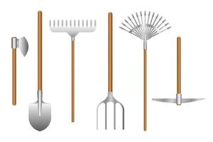 Gardening Tools Set on White vector