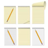 Realistic notebook and pencil set vector