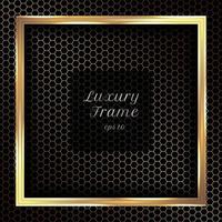 Golden Square Frame on Gold Hexagon Texture vector