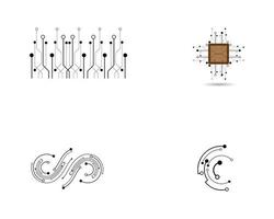 conjunto de logotipo de tecnología y chip de computadora vector