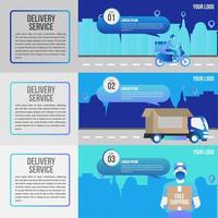 Logistics and delivery service three banner set  vector