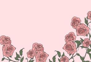 Fondo de rosas rosadas dibujadas a mano vector