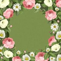 Wreath of blooming wildflowers vector