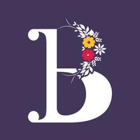 Floral styled letter B typography vector