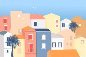Small Italian Seaside Town with Colored Houses vector