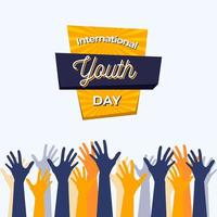 International youth day poster with blue and yellow hands vector