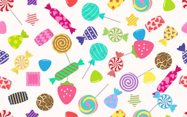 Seamless pattern of candy and strawberries