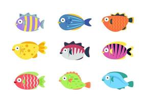 conjunto de peces de dibujos animados vector