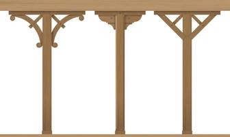 Set of vintage wooden architectural columns vector