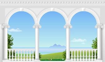 Arched balcony of a fabulous palace vector