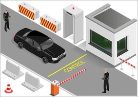 Isometric guard building or customs point vector