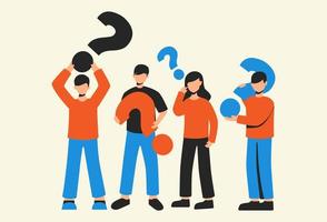 Group of people holding question mark icons vector