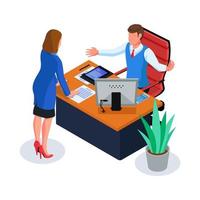 Business people problem solving in workspace vector