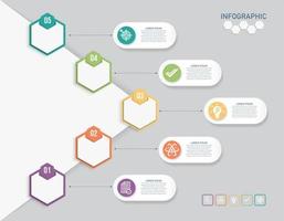 3D hexagonal business concept with 5 options vector