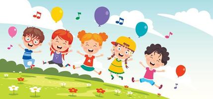 niños felices afuera cantando