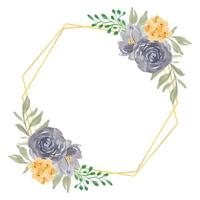 Watercolor rustic purple and yellow rose flower frame 