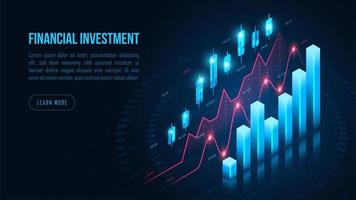 Glowing isometric stock or forex trading graph vector