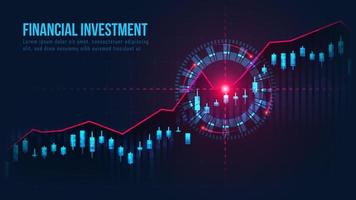 Glowing trading graph with buy target signal vector