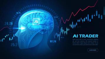 Graphic of artificial intelligence trader head vector