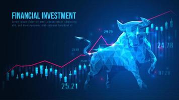 Low poly bull and investment design vector