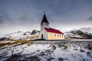 Old red wooden church, Vik, Iceland
