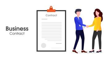 Two people doing business contracts vector