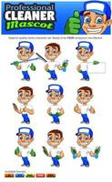 Professional Cleaner Mascot Set vector