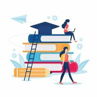 Back to school design with students and books vector
