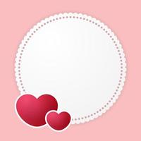 Decorative circle frame with red hearts vector