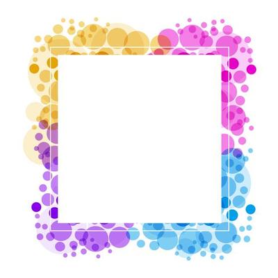 White frame on colorful bubbles