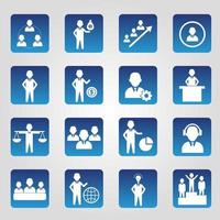 Set Of Square Blue Human Resource Icons  vector