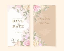 Brown and white rose save the date cards vector
