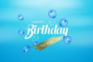 tarjeta de felicitación de feliz cumpleaños en diseño de cielo vector