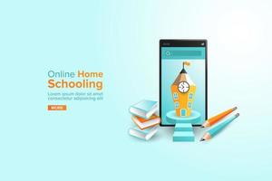Online Education Home Schooling Landing Page  vector