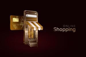 Golden Shiny Online Shopping Landing Page  vector