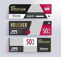 Gift red and black voucher banner template set 