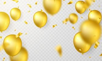 Golden balloon with beautifully arranged confetti  vector
