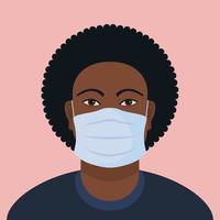Portrait of a Young Black Man with Face Mask vector
