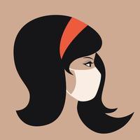 Portrait of Young Asian Woman Wearing Face Mask vector