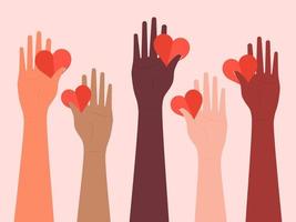 Raised Female Hands with Hearts vector