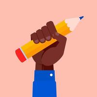 Raised Fist Holding A Pencil vector