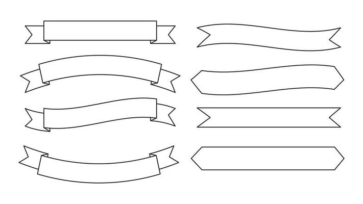 Outline ribbon banner set