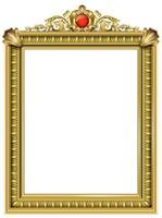 Golden classic baroque frame with red jewel vector