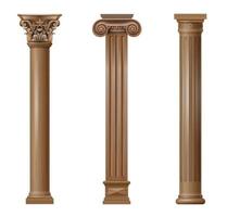 columnas arquitectónicas talladas en madera clásicas
