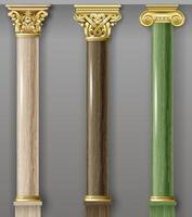 conjunto de columnas marrones y verdes clásicas vector