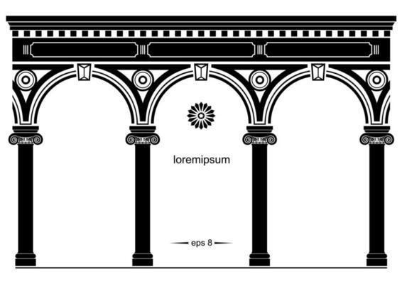 Silhouette of arched classical facade