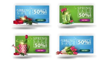 Spring sale banners with rounded edges and buttons vector