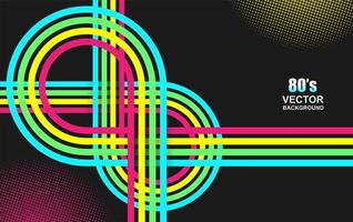 80s design with colorful geometric overlapping lines vector