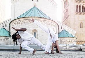 Young pair capoeira partnership ,spectacular sport photo